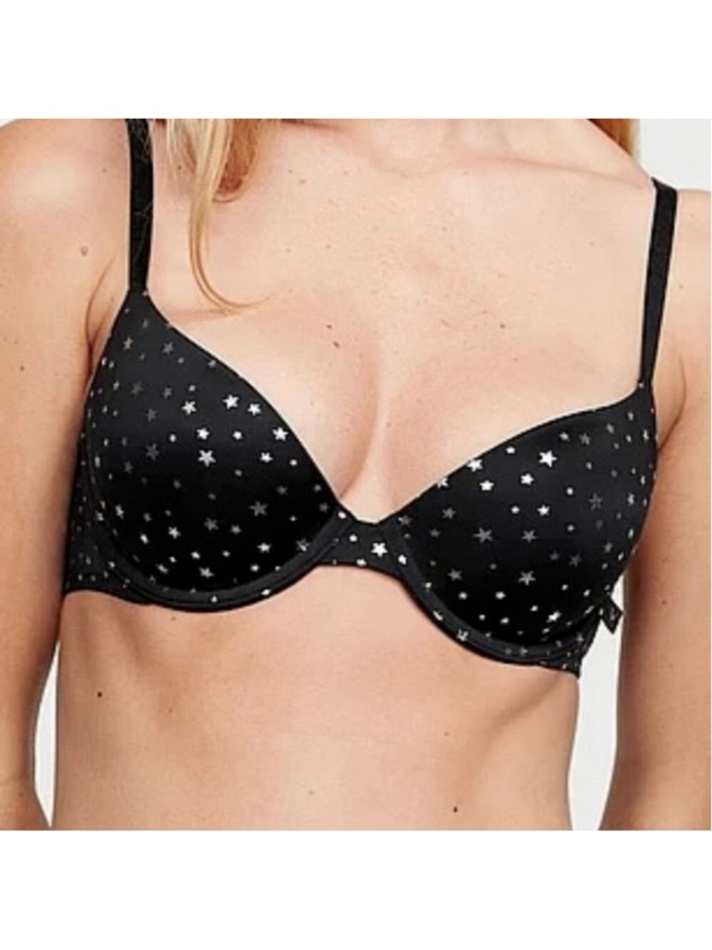Victoria’s Secret PINK Wear Everywhere Lightly Lined T-Shirt Bra | Black Stars